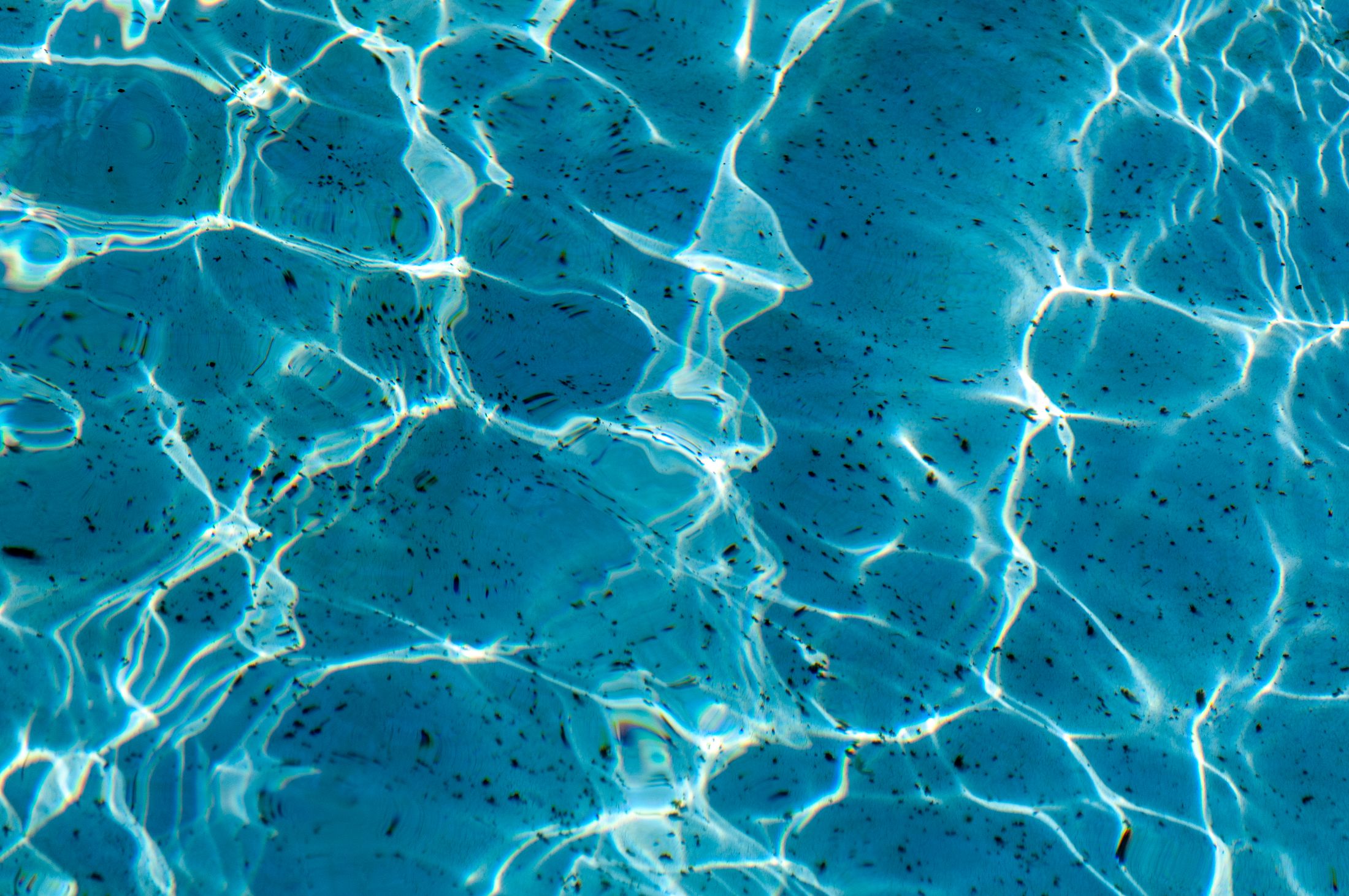 Sunlight forming fluid patterns across clear blue water